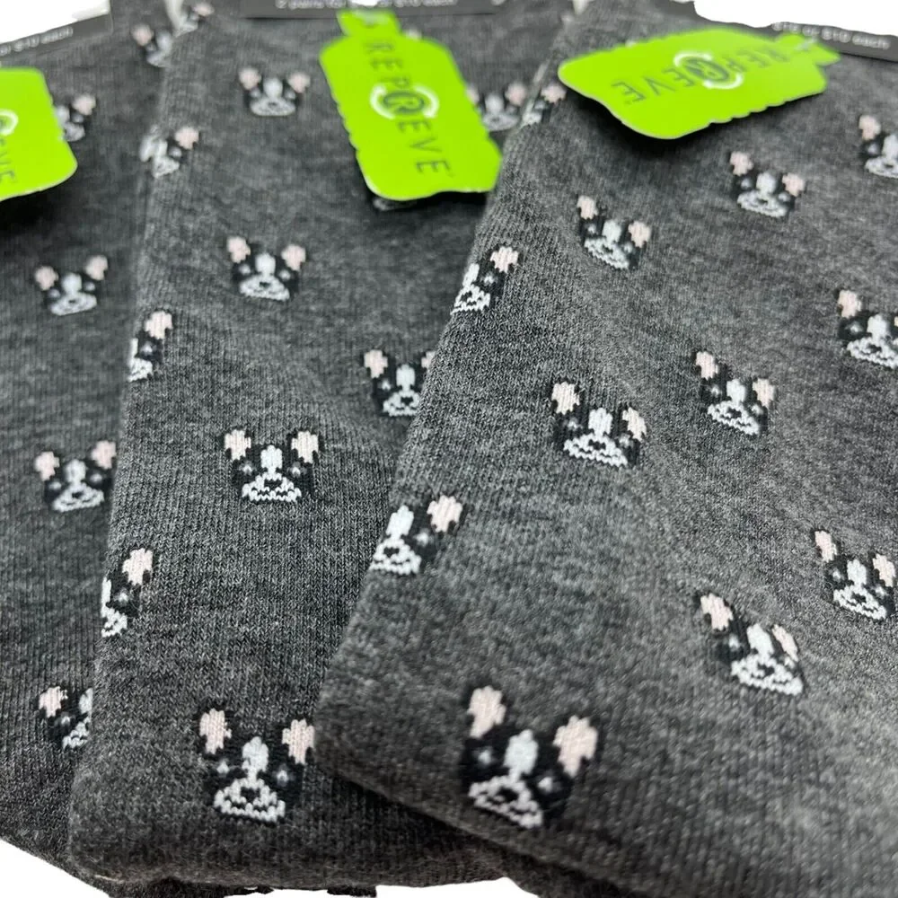 Bar III Men's Bulldog Boxer Frenchie Dog Socks size 7-12 Gray Lot of Three